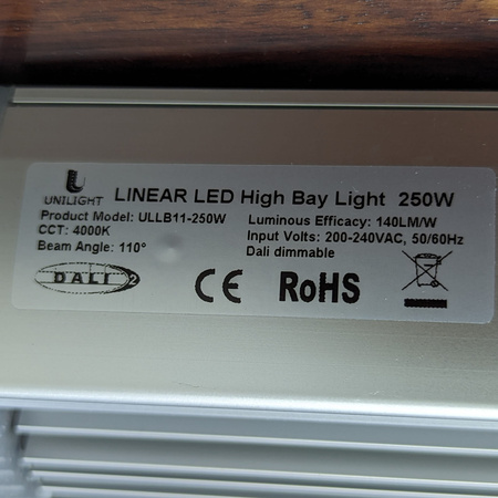 Oprawa przemysłowa liniowa LED 250w - HighPOWER DALI-  35000lm 4000K DALI-LHB-250W Unilight