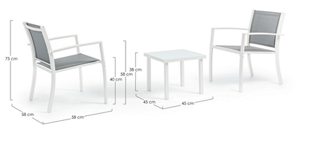 BIZZOTTO zestaw ogrodowy AURI biały /     szary