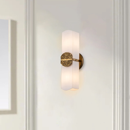 Kinkiet Elan - 2 źródła światła - Płatkowe złoto Quintiesse QN-ELAN-2WB-DG-OPAL