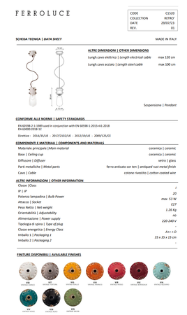 Lampa Wisząca URBAN Ferroluce C1520-VIN