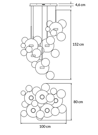 Lampa wisząca CAPRI DISC 5 złota - 300 LED, aluminium, szkło