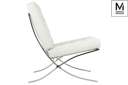 MODESTO fotel BARCELON biały - ekoskóra,  stal polerowana