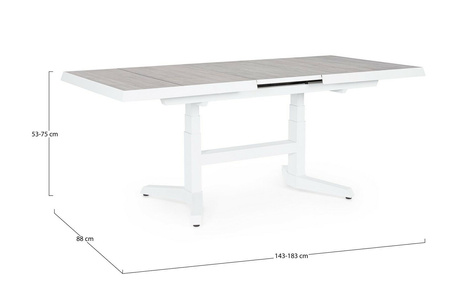 BIZZOTTO stół ogrodowy ROBERT biały /     rozkładany