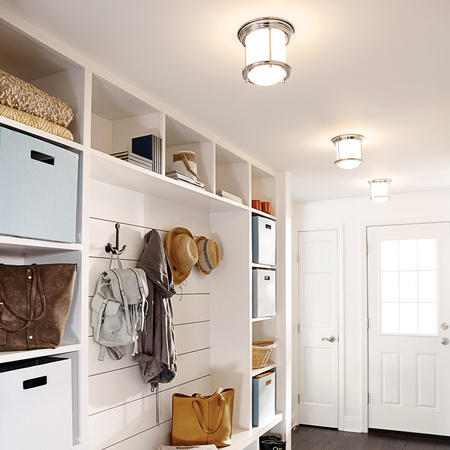 Mały plafon Hadrian - 1 źródło światła - Chrom Hadrian Quintiesse Hinkley QN-HADRIAN-MINI-F-CM-OPAL