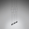 Vibia Wireflow Lineal Lampa Wisząca LED, 6-punktowa, szer. 202, wys. 200 cm, Czarny Polysk