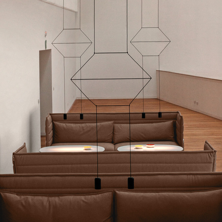Vibia Wireflow Lampa Wisząca LED, szer. 31, wys. 200 cm, Czarny Polysk