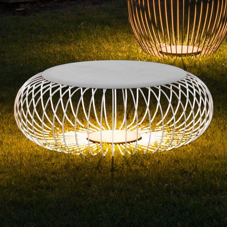 Vibia Meridiano LED Lampa Podłogowa, średnica 92cm wys. 32 cm, Biały Mat Satyna