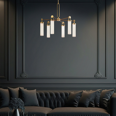 Żyrandol Wynwood - 6 źródeł światła - Vintage mosiądz Quintiesse QN-WYNWOOD6-VBS