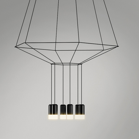 Vibia Wireflow Lampa Wisząca LED Szesciokątna, szer. 46, wys. 200, GL 40 cm, Czarny Polysk