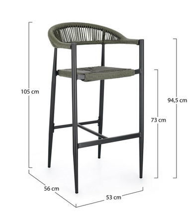 BIZZOTTO krzesło barowe ogrodowe JANDIA   szare / zielone