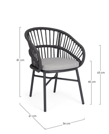 BIZZOTTO krzesło ogrodowe ODIVELAS        czarne