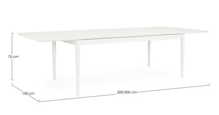 BIZZOTTO stół ogrodowy NEBULA 200-300     biały / rozkładany