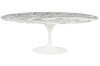 Stół TULIP ELLIPSE MARBLE ARABESCATO  - biały - blat owalny marmurowy, metal