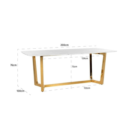 RICHMOND stół DYNASTY 200 cm złoty - konglomerat imitujący marmur, stal