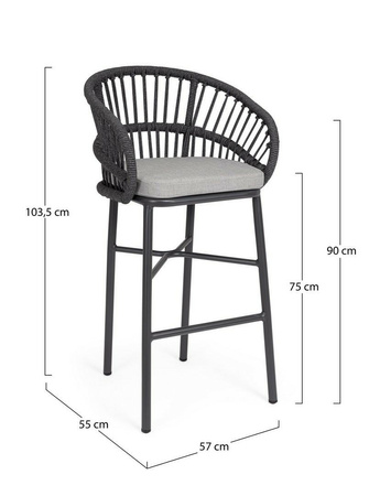 BIZZOTTO krzesło barowe ogrodowe          ODIVELAS czarne