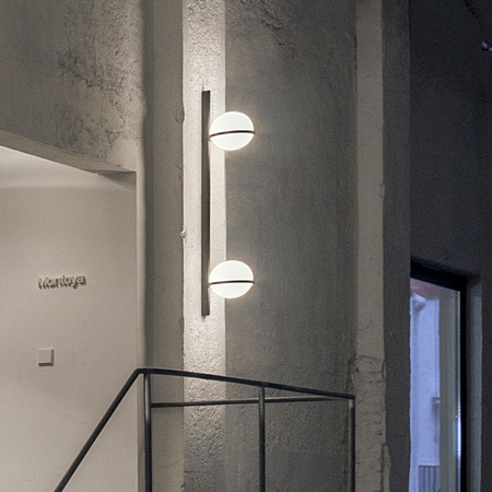 Vibia Palma Lampa Ścienna LED, 2-punktowa, szer. 22, wys. 114, GL 26 cm, Grafitowy Mat Opal Mat