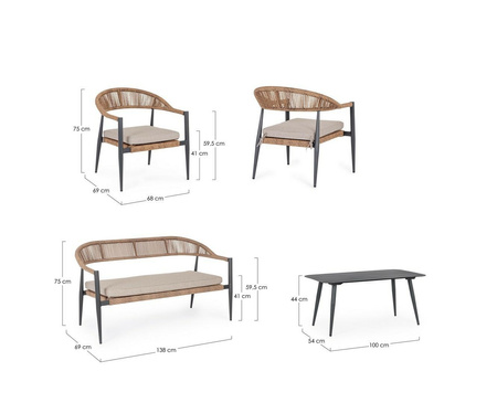 BIZZOTTO zestaw ogrodowy JANDIA szary /   beż