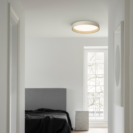 Vibia Duo Lampa Sufitowa LED 2700 K, średnica 78.5cm, wys. 12.5 cm, Kremowy Mat Dąb