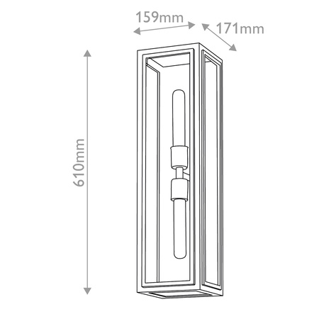 Latarnia naścienna Shaw - 2 źródła światła - Czarny, oksydowany brąz Quintiesse QN-SHAW-2M-BK