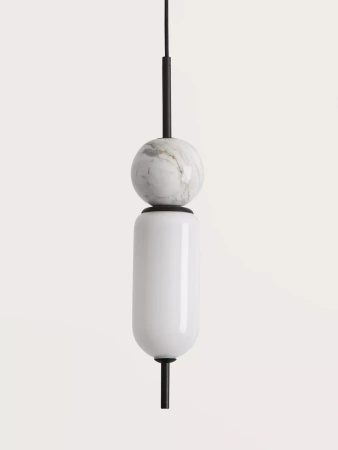 AROMAS Lampa wisząca Anet czarna z białym marmurem