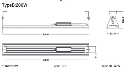 Oprawa przemysłowa liniowa LED 250w - HighPOWER DALI-  35000lm 4000K DALI-LHB-250W Unilight