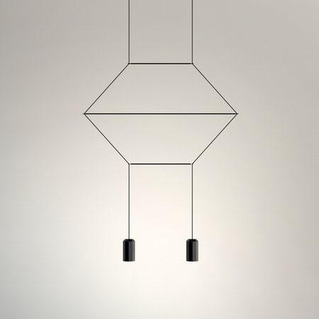 Vibia Wireflow Lampa Wisząca LED, szer. 31, wys. 200 cm, Czarny Polysk