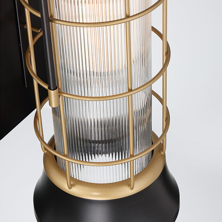 Średnia latarnia naścienna Rivamar - 1 źródło światła - Brązowo-złota Quintiesse Eurofase QN-RIVAMAR-M-BLK-GD