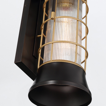 Średnia latarnia naścienna Rivamar - 1 źródło światła - Brązowo-złota Quintiesse Eurofase QN-RIVAMAR-M-BLK-GD