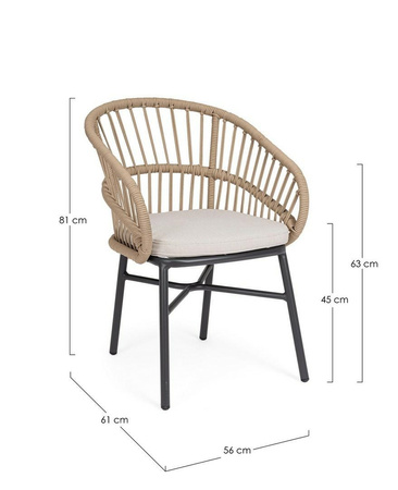 BIZZOTTO krzesło ogrodowe ODIVELAS        beżowe