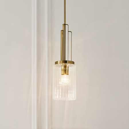 Mała lampa wisząca Kimrose - 1 źródło światła - Szczotkowany naturalny mosiądz Kimrose Quintiesse Kichler QN-KIMROSE-MP-BNB