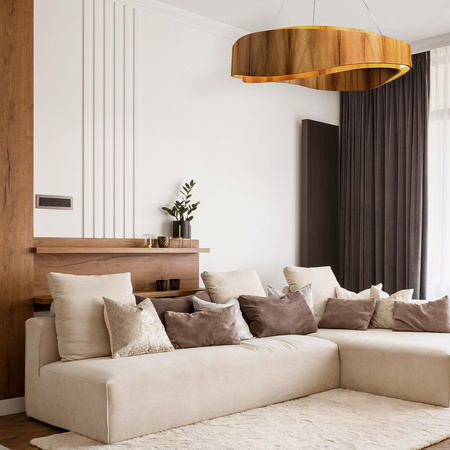 Lampa wisząca Horizon Brązowy, Drewno Quintiesse Accord QN-HORIZON-RING-LED-80-TEAK