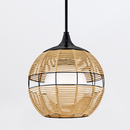 Mała lampa wisząca Maddox - 1 źródło światła - Czarny, karmelowy beż Quintiesse QN-MADDOX-P-S-BK-CAM