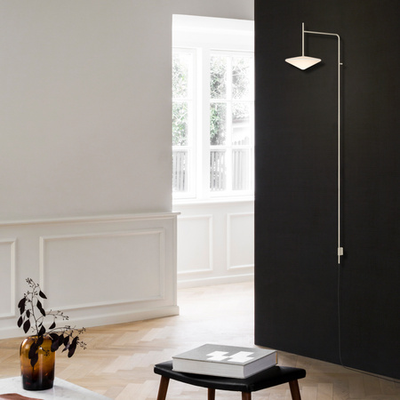 Vibia Tempo Lampa Ścienna LED ze Ściemniaczem i Przewodem, 40.3 GL, 20.5 cm, Kremowy Mat