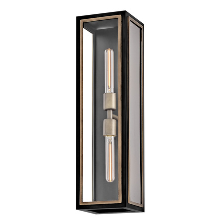 Latarnia naścienna Shaw - 2 źródła światła - Czarny, oksydowany brąz Quintiesse QN-SHAW-2M-BK