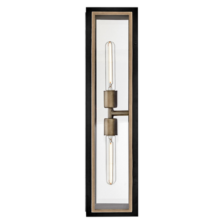 Latarnia naścienna Shaw - 2 źródła światła - Czarny, oksydowany brąz Quintiesse QN-SHAW-2M-BK