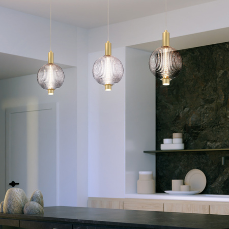 Mała lampa wisząca Palmas - 1 źródło światła - Szczotkowane złoto Quintiesse Eurofase QN-PALMAS-1MP-BG