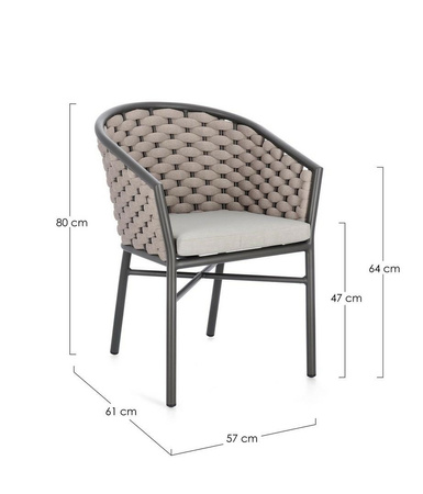 BIZZOTTO krzesło ogrodowe MARGALIDA       antracyt / beż