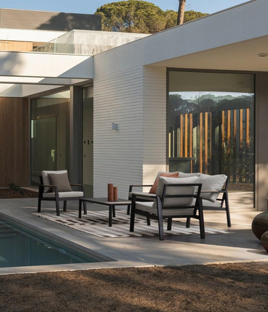 BIZZOTTO zestaw ogrodowy ELNA antracyt    / beż