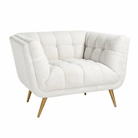 RICHMOND fotel HUXLEY BOUCLE - biały, szczotkowane złoto