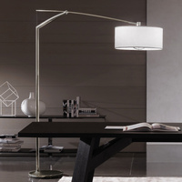 Vibia Balance Lampa Stojąca Łukowa ze Ściemniaczem, szer. 50, wys. 210 GL 215 cm, Nikiel Mat Biały