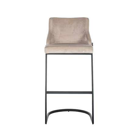 RICHMOND krzesło barowe BOLTON 76 khaki - welur, czarna podstawa