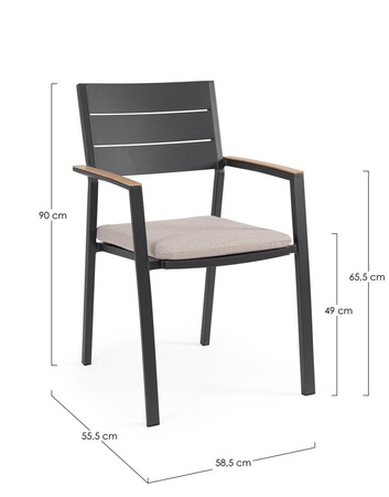 BIZZOTTO krzesło ogrodowe ZELMAR szare