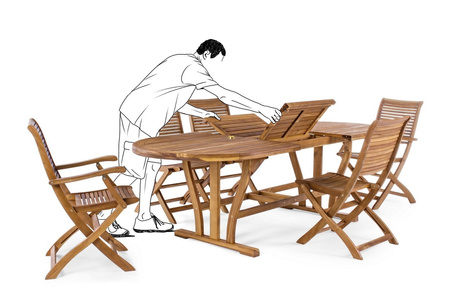 BIZZOTTO stół ogrodowy NOEMI 180-240      naturalny / rozkładany