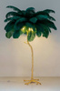 Lampa podłogowa TIFFANY 175 zielona  mosiądz / naturalne pióra