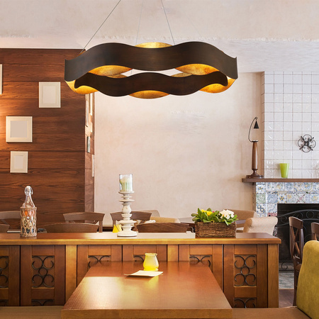 Duży żyrandol Vaughan - Brązowo-złoty Quintiesse Eurofase QN-VAUGHAN-P-L-BRZ-GD