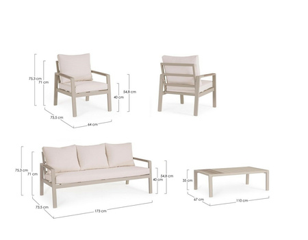 BIZZOTTO zestaw ogrodowy ELNA PEYOTE      beżowy